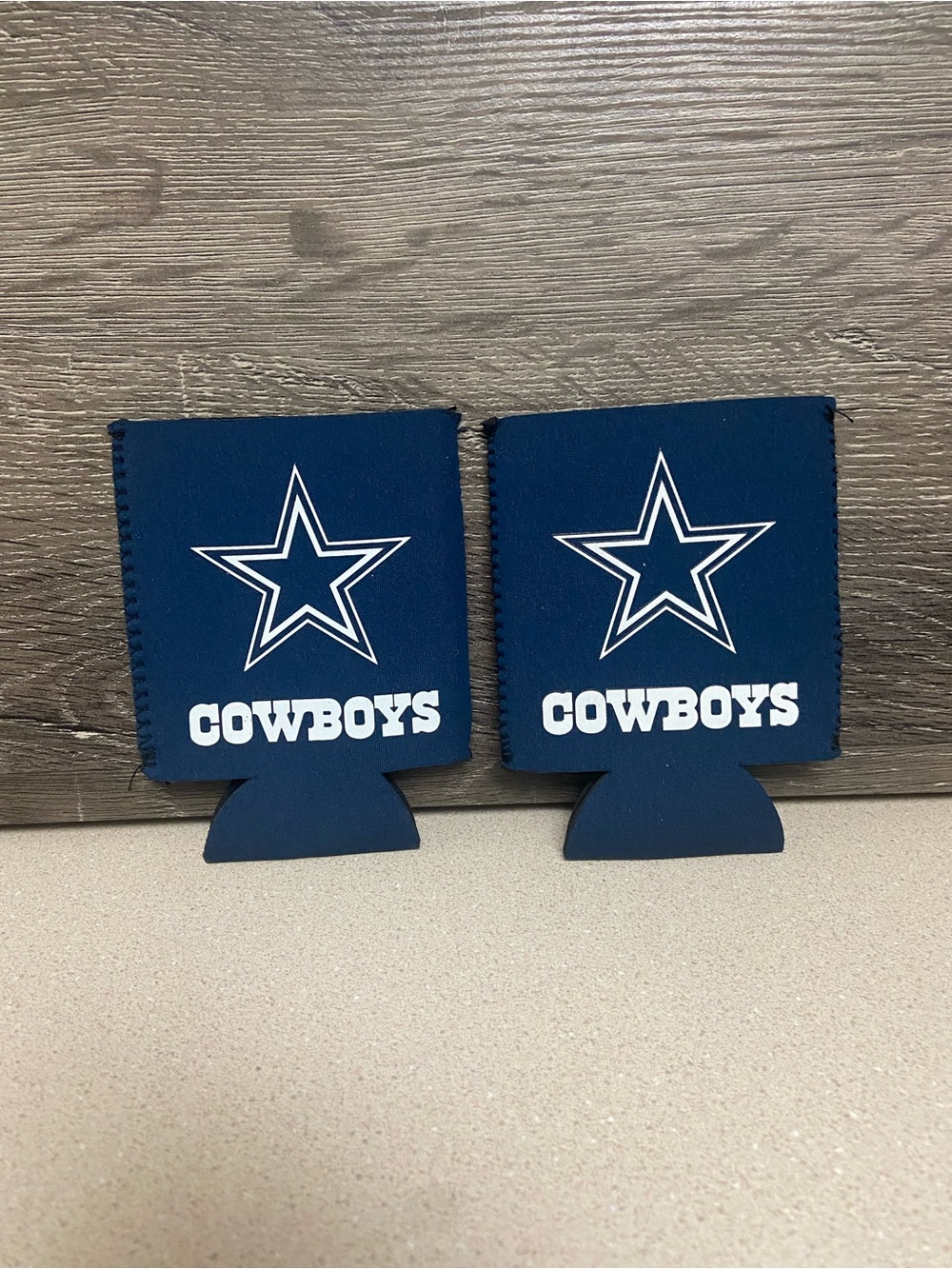 NFL Cowboys Navy Can Coolers Flat with White Logo - Set of 2